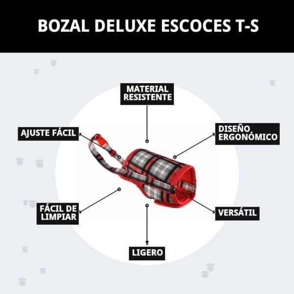 bozal deluxe escocés talla s moly | suave, transpirable y ajustable para perros pequeños