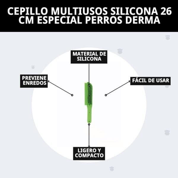 cepillo multiusos de silicona 26 cm moly | especial para perros con dermatitis y piel sensible