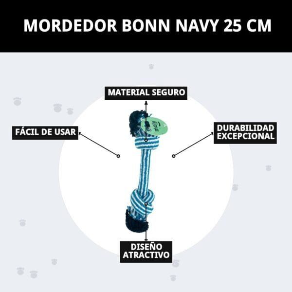 mordedor bonn navy 25 cm moly | juguete resistente para morder y jugar a diario