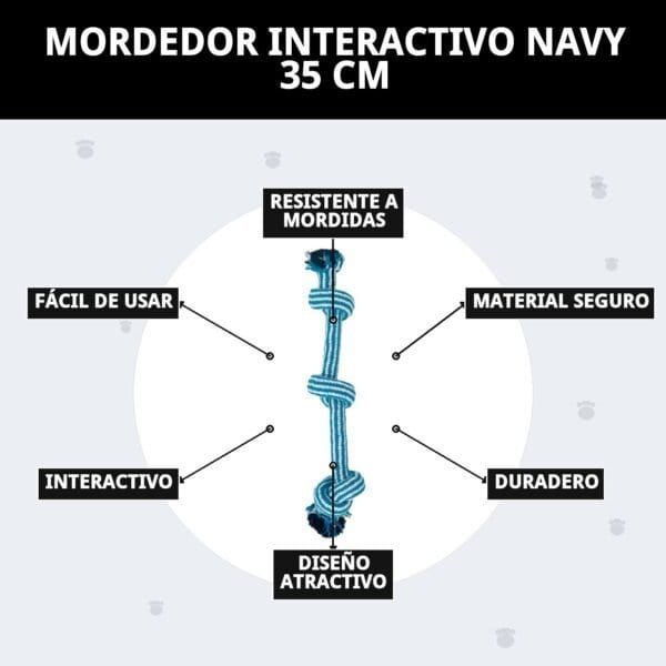 mordedor interactivo navy 35 cm moly | juguete resistente para estimulación y juego activo