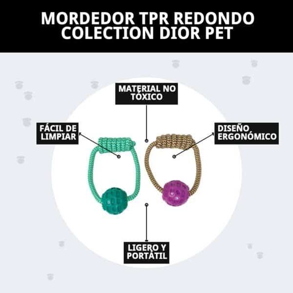 mordedor tpr redondo collection dior pet moly | juguete resistente y elegante para perros