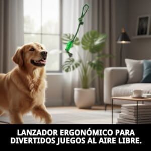 lanzador tpr/algodón 50 cm green moly | juguete resistente para lanzar, tirar y morde