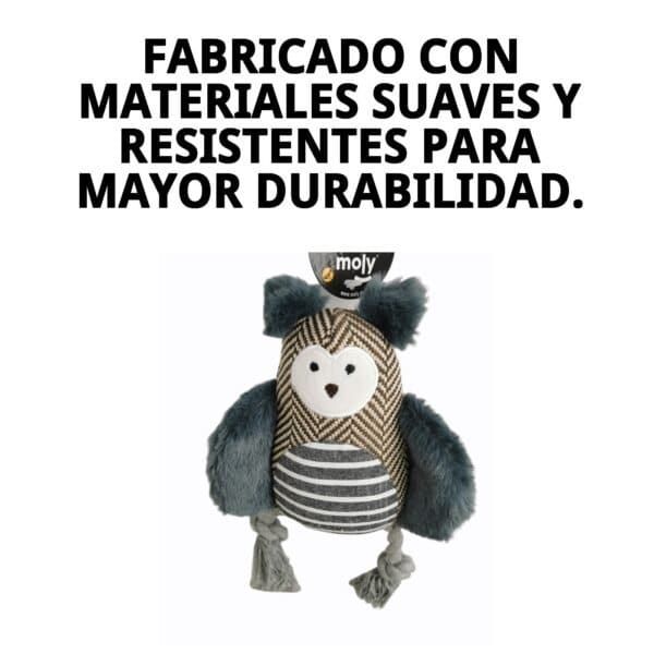 juguete lechuza para perros 22 cm moly | peluche suave con sonido y estimulación sensorial