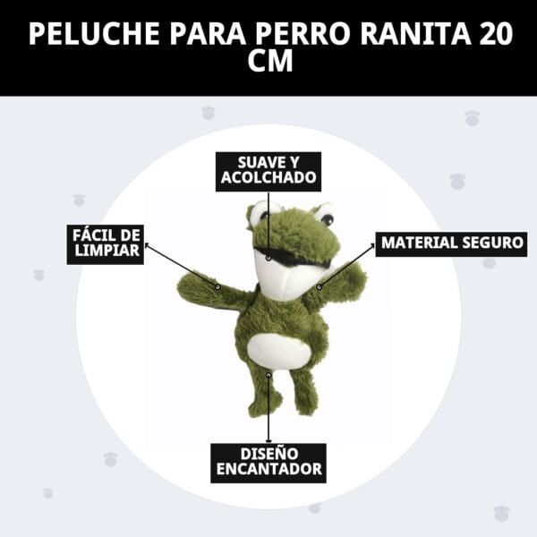 peluche ranita para perros 20 cm moly | juguete suave con sonido y súper adorable