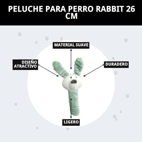 peluche rabbit para perros 26 cm moly | juguete suave con sonido, resistente y súper divertido