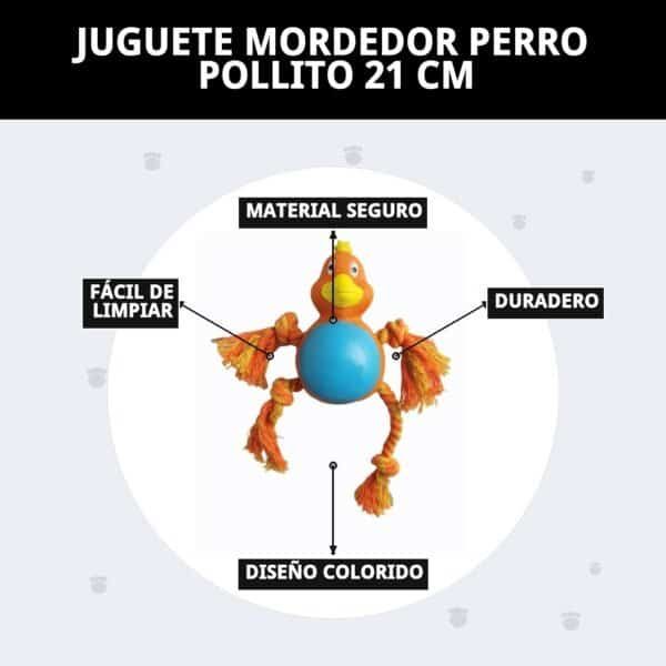 mordedor pollito para perros 21 cm moly | juguete resistente y divertido para masticar