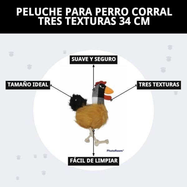 peluche para perros corral 34 cm moly | juguete con tres texturas y sonido interactivo