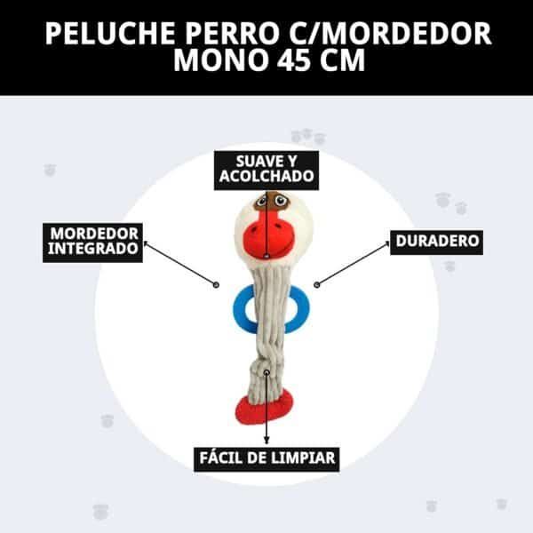 peluche mono para perros 45 cm moly | juguete con sonido y mordedor integrado
