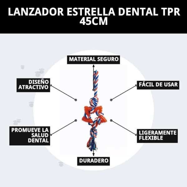 juguete lanzador estrella dental tpr 45 cm moly | juguete resistente y limpia dientes para perros