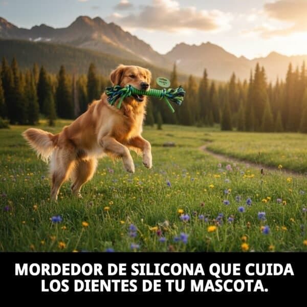 mordedor para perros de silicona y algodón 25 cm | juguete resistente y limpia dientes moly calidad