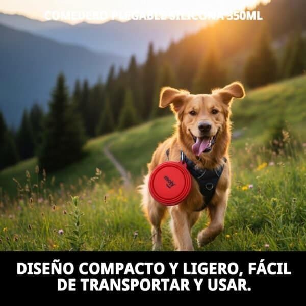 comedero plegable de silicona 350 ml moly | con mosquetón incluido portátil, antideslizante y perfecto para viajes