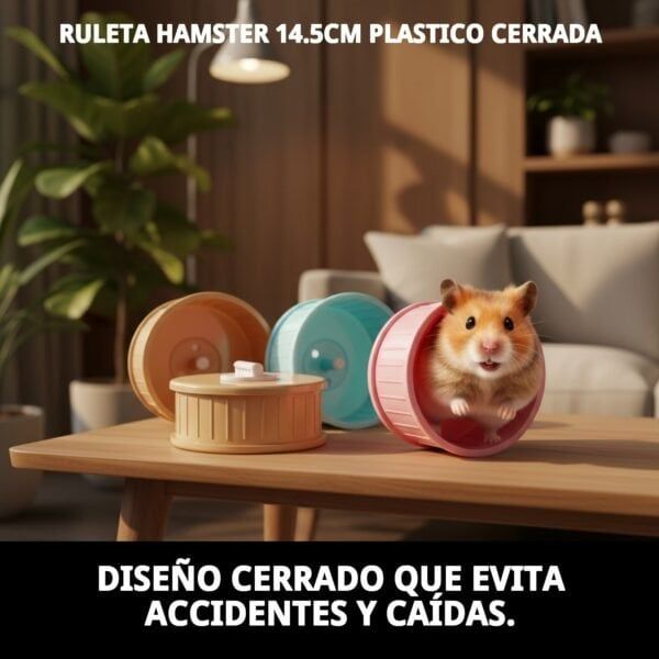 ruleta hamster 14.5cm plastico cerrada
