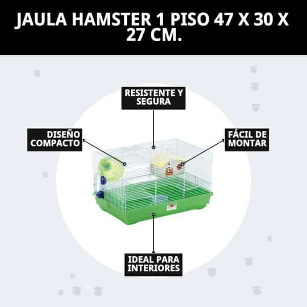 jaula hamster 1 piso 47 x 30 x 27 cm.
