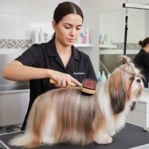cepillo bambú carda doble moly | cepillado profesional 2 en 1 para pelajes medios y largos