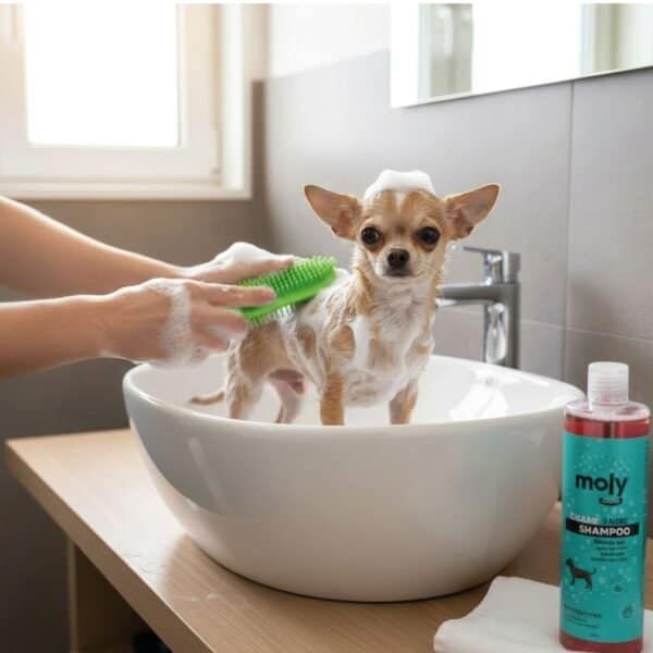 champú para cachorros 500 ml moly | limpieza ultra suave para pieles sensibles