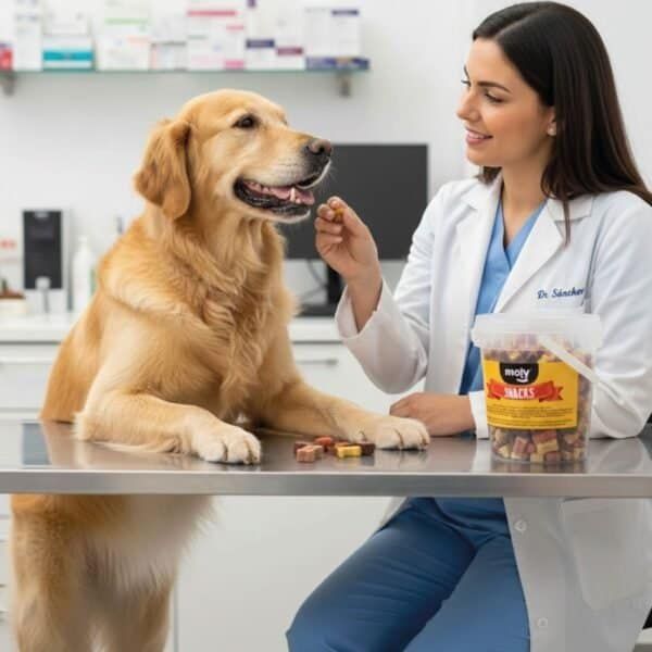 Snacks para perros con proteínas y sabor delicioso. Huesitos y corazones en bolsa de 500 g.