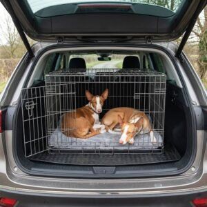 Jaula metálica plegable para perros grandes, segura y resistente. Fácil de transportar y limpiar para viajes y entrenamientos.