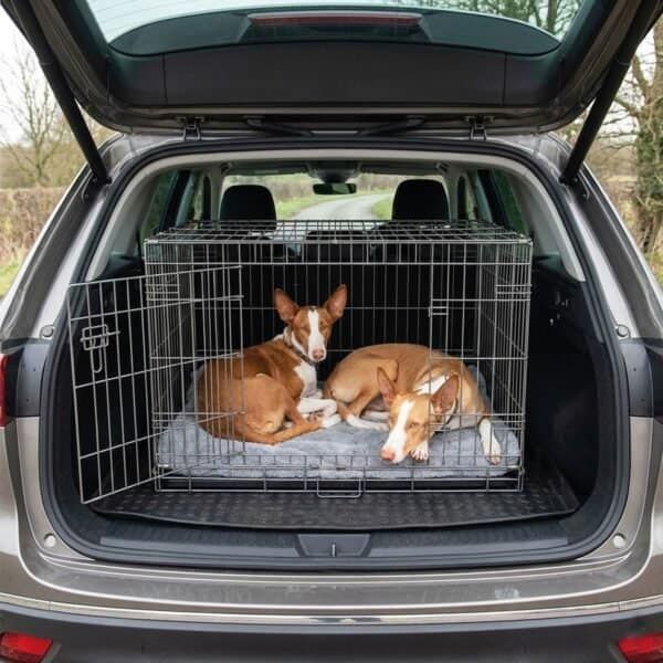 Jaula metálica plegable para perros grandes, segura y resistente. Fácil de transportar y limpiar para viajes y entrenamientos.