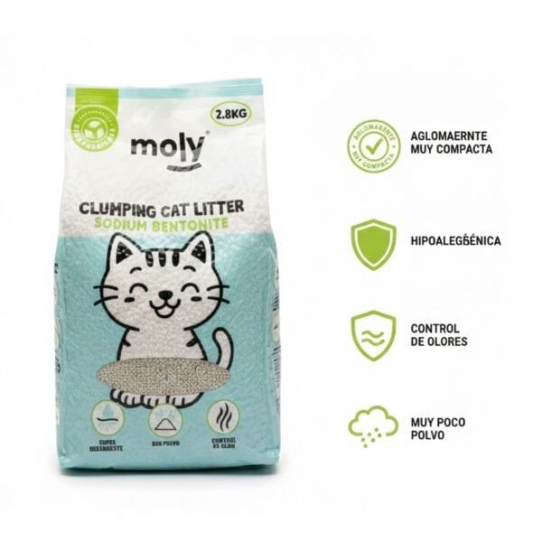 arena para gatos de bentonita con carbón activo 2.8 kg | máximo control de olores y alta absorción 3.73 l