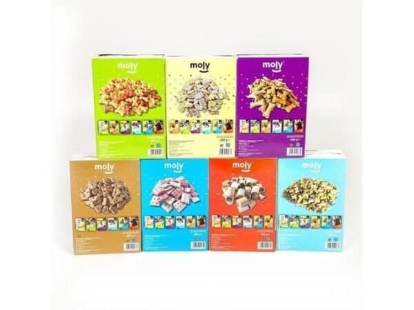 Snack crujiente para perros, galleta sandwich 400g, mordiscos sabrosos.