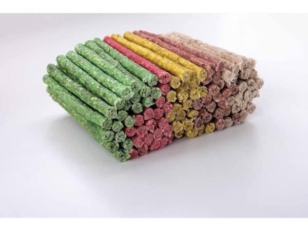 Palillos de colores para perros, snack masticable 9/10 mm, bolsa 100 unidades. — TodoMASKOTAS, tienda online.