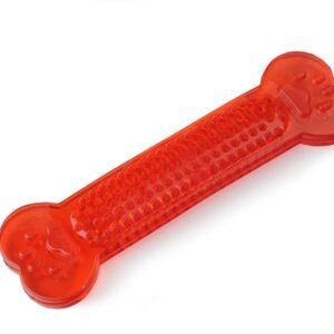 Juguete mordedor para perros en forma de hueso de vinilo de 18 cm, ideal para morder y aliviar molestias.