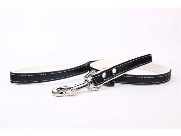 Correa de piel de lujo para perros, 120 cm con clip metálico, resistente y elegante.