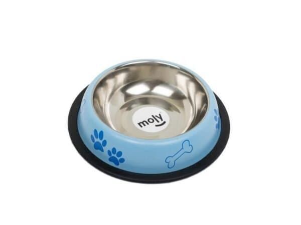 Comedero para gato de acero inoxidable, 12cm, resistente y fácil de limpiar, ideal para comida y agua.