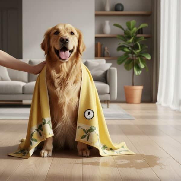 toalla lemon antiácaros 72×51 cm moly | suave, absorbente y protectora para perros y gatos