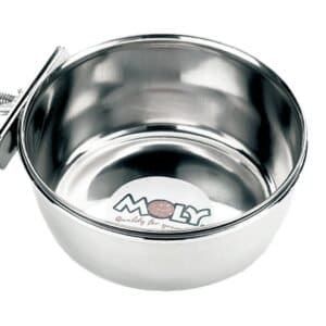 Comedero de acero inoxidable ajustable, ideal para perros y gatos, fácil de limpiar y duradero.