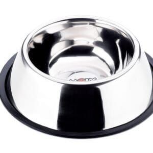 Comedero para perros en acero inoxidable, ideal para cocker y mascotas de 17,5cm y 0,90 litros. Resistente, fácil de limpiar y duradero.
