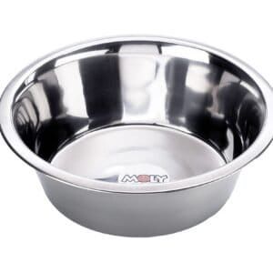 Comedero ecológico para mascotas en acero inoxidable 25 cm, capacidad 2.60L, durable y fácil de limpiar.