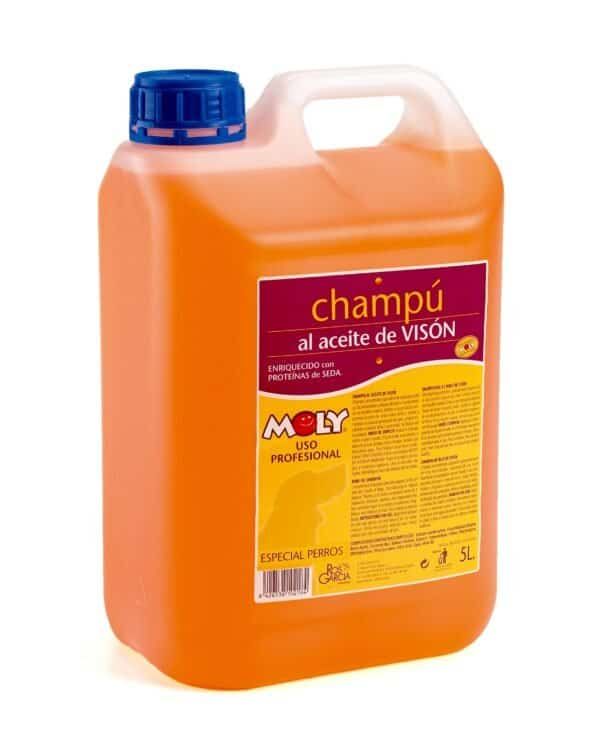 Champú para perros con aceite de visón, nutritivo, brillante y suave para pelaje largo y sedoso.