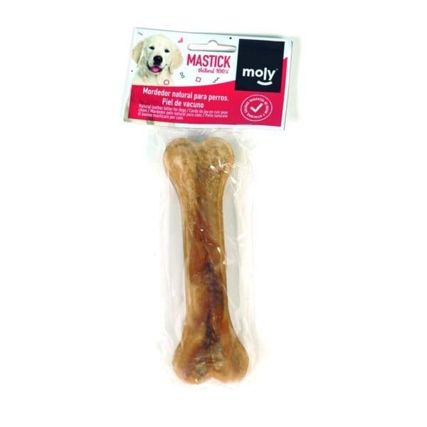 Hueso prensado para perros de tamaño medio, duradero y natural para morder y entretener.