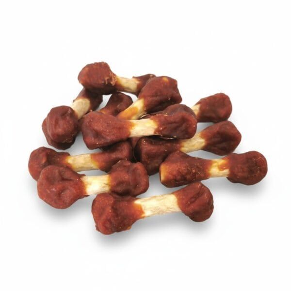 huesitos enrollados con pollo natural 1 kg moly | snack en granel para perros con soja y almidón | alta palatabilidad