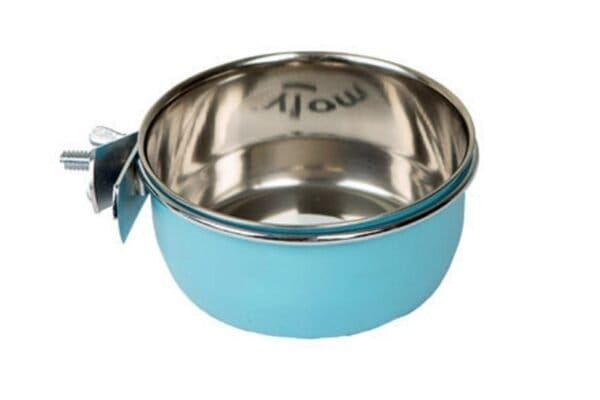 Comedero ajustable para mascotas, acero inoxidable, 9.5cm, resistente y fácil de limpiar.