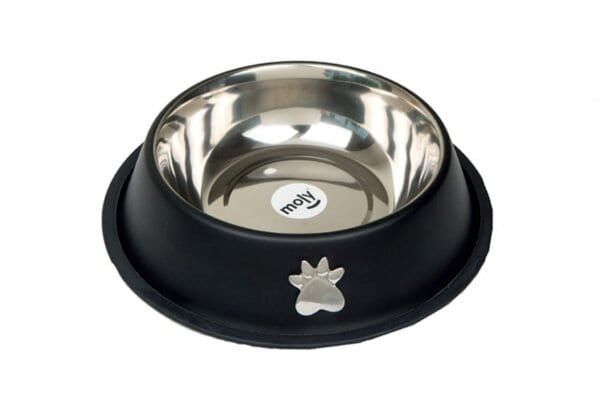 Comedero para mascotas en acero inoxidable y base antideslizante, 22cm, 1.55L. Resistente y fácil de limpiar.