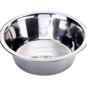 Comedero de acero inoxidable de 25 cm y 2.60L, resistente y duradero para mascotas.