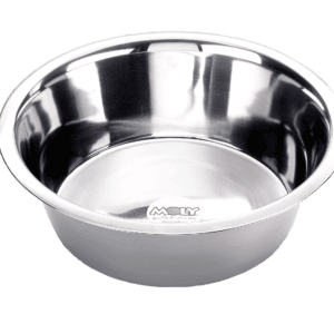 Comedero para mascotas en acero inoxidable, resistente, duradero y apto para alimentos.