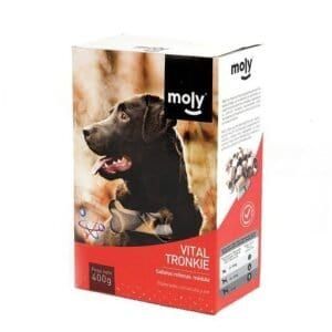 Imagen de caja de galletas rellenas Medula para perros Moly, 400 gramos.