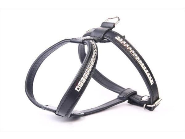 Correa de piel de lujo con clavos, resistente y elegante para mascotas. Medida de 90 cm, ideal para perros y gatos.