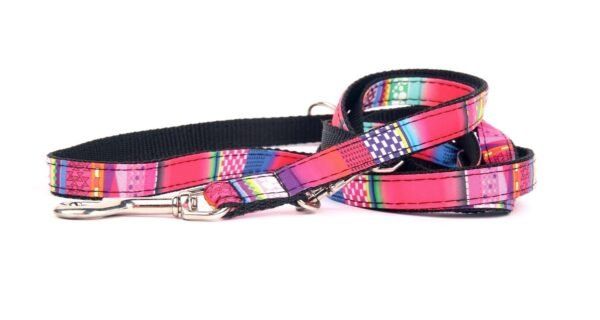 Correa para mascotas con diseño colorido y ajustable, ideal para perros grandes.