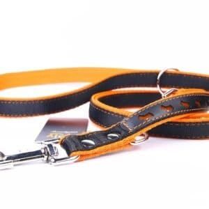 Correa de piel reflejante de 220 cm para perros, resistente y segura para paseos nocturnos.