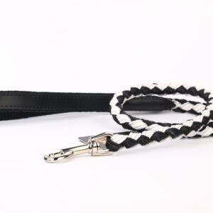 Correa de piel trenzada con clip para mascotas, longitud 120 cm, estilo de lujo y resistente.
