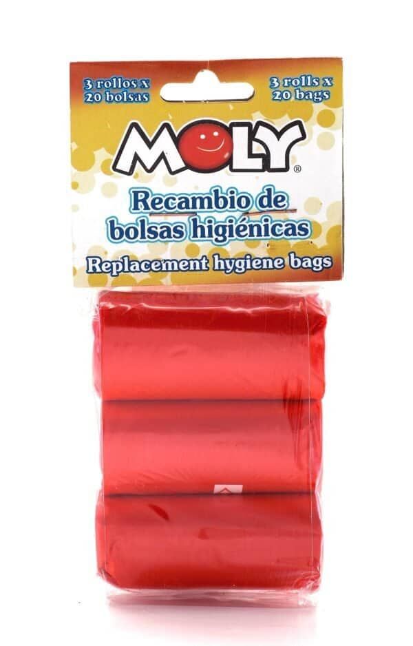 Bolsas Higiénicas resistentes y prácticas para paseos con perros, pack de 3 rollos de 20 bolsas cada uno.