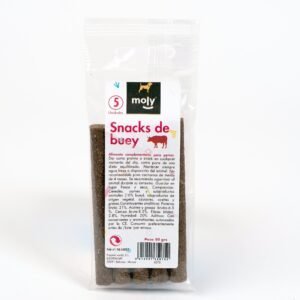 snacks de buey en barritas 50 g moly | premio natural y sabroso para perros