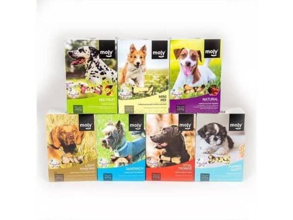 Deliciosas galletas de fruta natural para perros, variedad de sabores y tamaños.