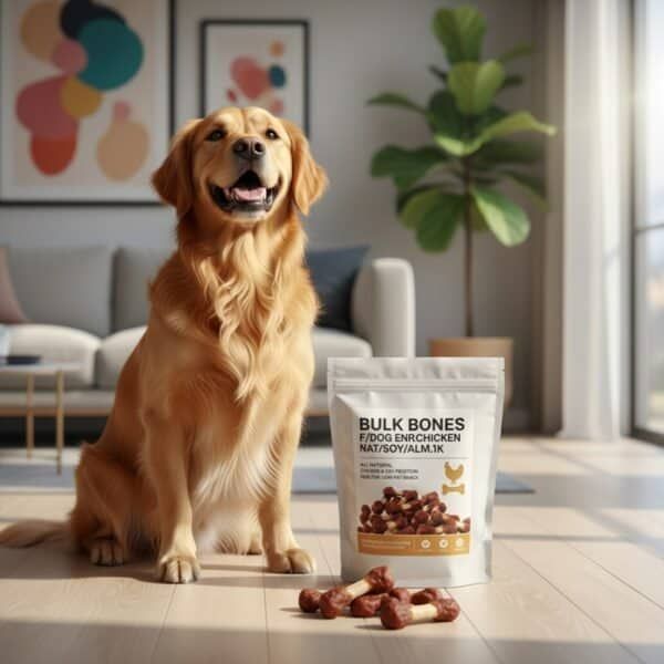 huesitos enrollados con pollo natural 1 kg moly | snack en granel para perros con soja y almidón | alta palatabilidad