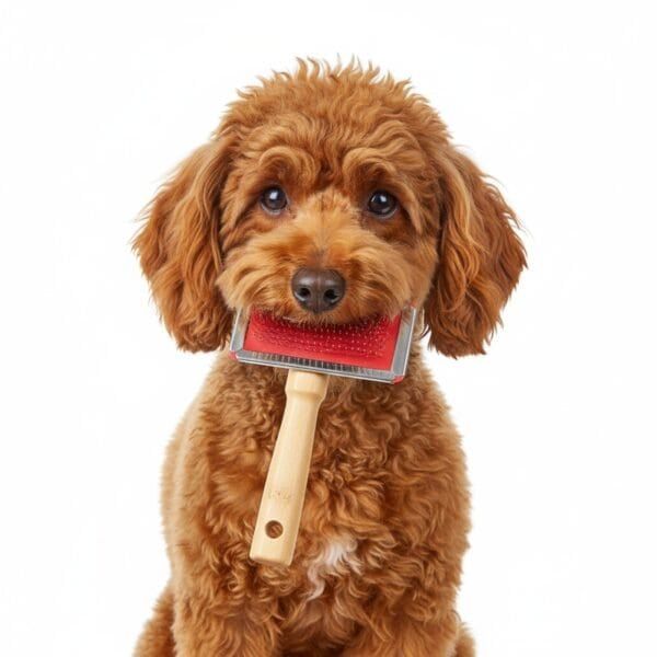 Juguete para perros con cepillo y mango, ideal para limpeza y diversión. Perfecto para mascotas activas y cariñosas.