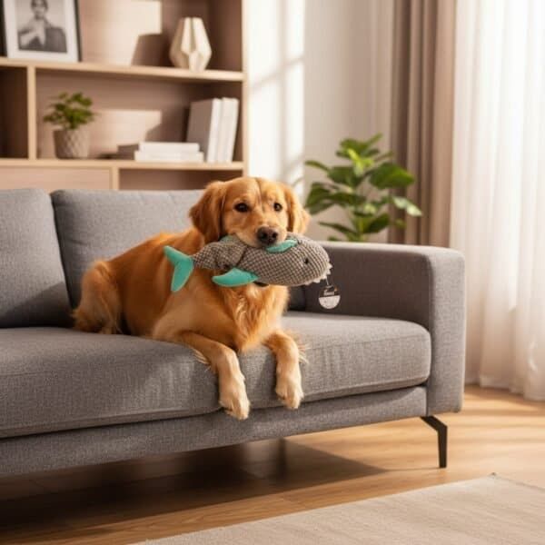peluche tiburón para perros 37 cm moly | juguete interactivo con sonido y súper suave